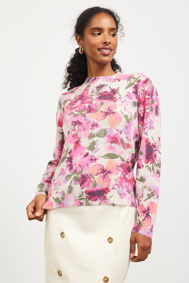 Floral Mock Neck Sweater - Small