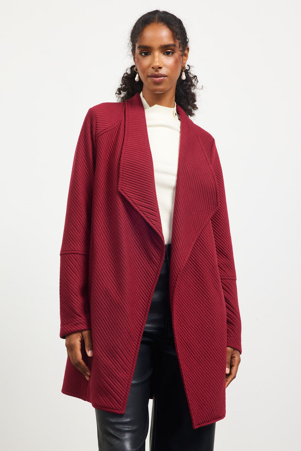 Burgundy Quilted Cardigan