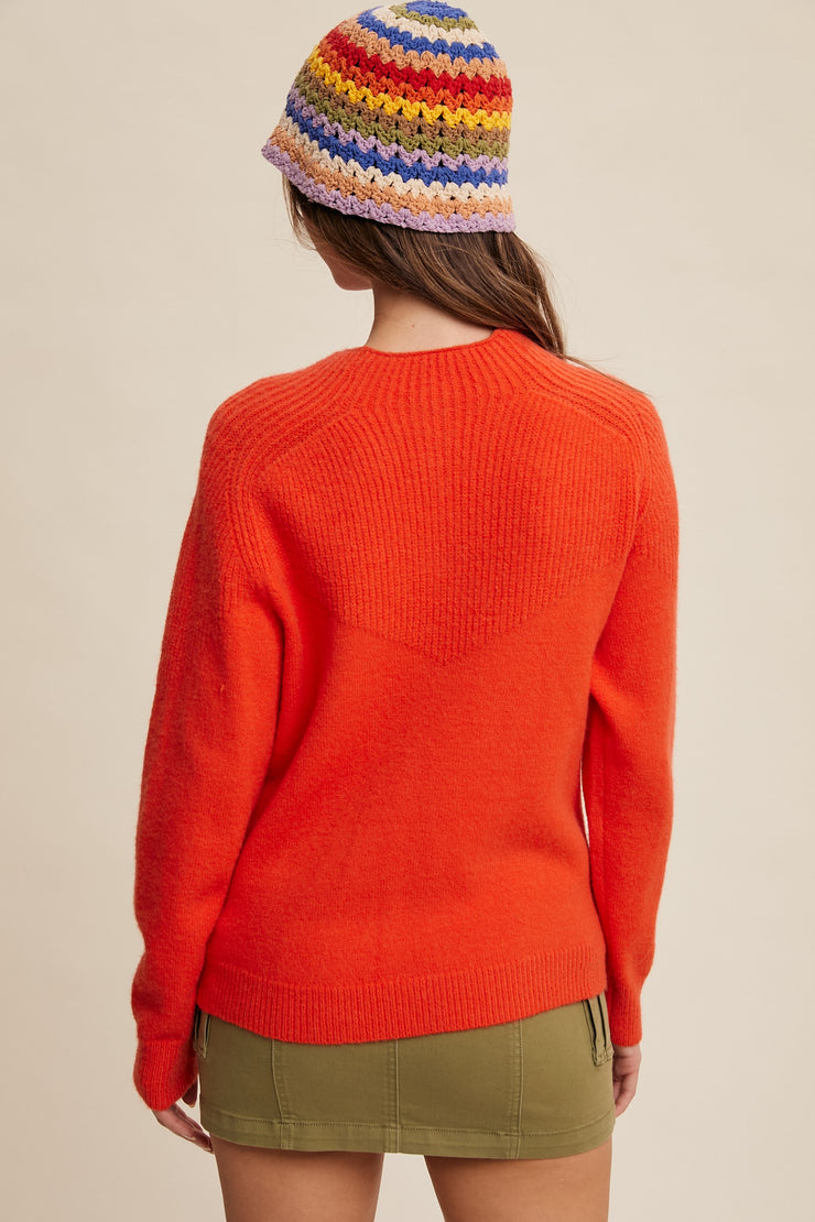 Orange Big Button Sweater