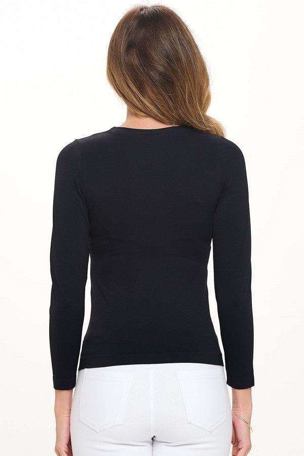 Black Seamless Long Sleeve Top