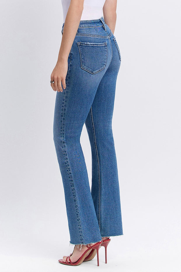 High Rise Raw Hem Bootcut Jeans