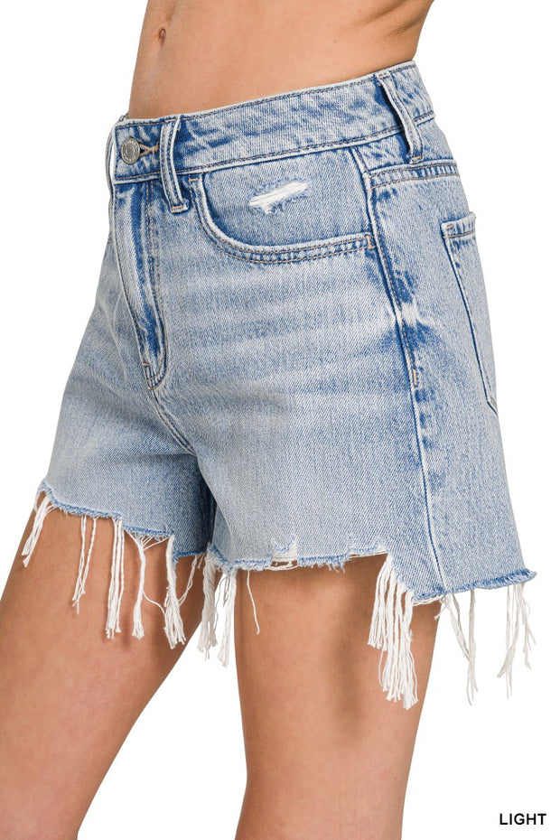 Light Wash Distressed Shorts