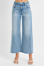Light Wash Mid Rise Wide Leg Jeans