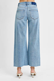 Light Wash Mid Rise Wide Leg Jeans