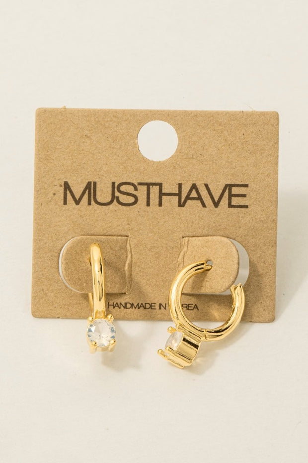 Gold Dipped Round Cz Gem Hoops