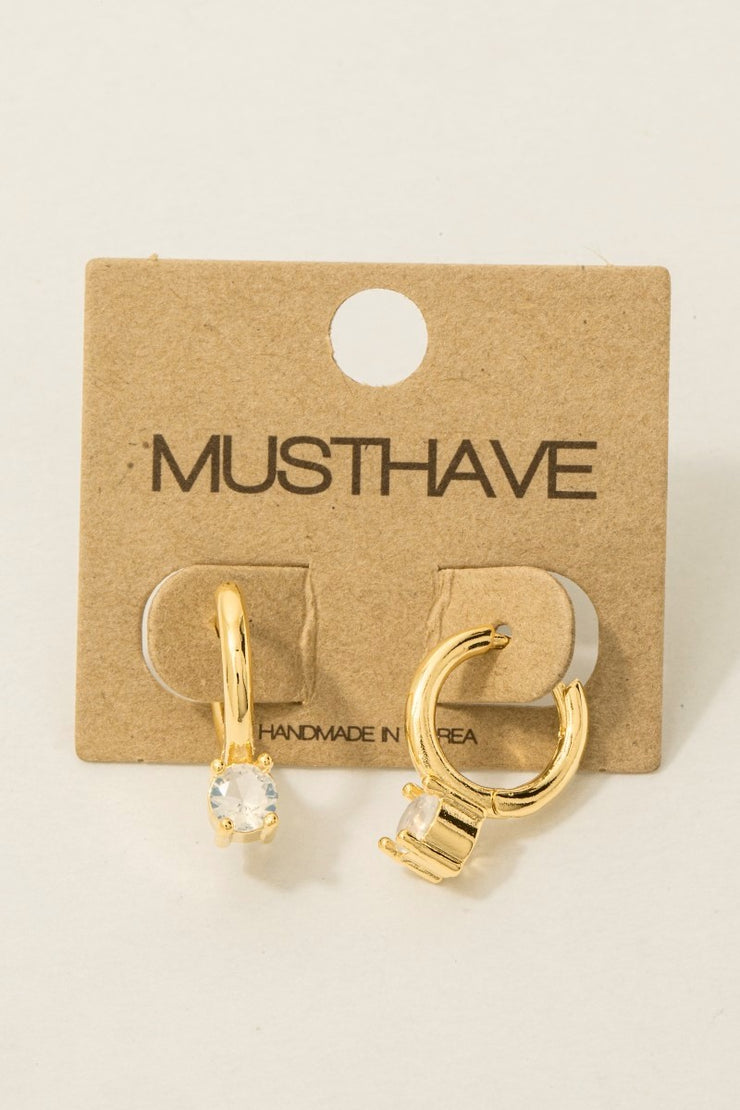 Gold Dipped Round Cz Gem Hoops
