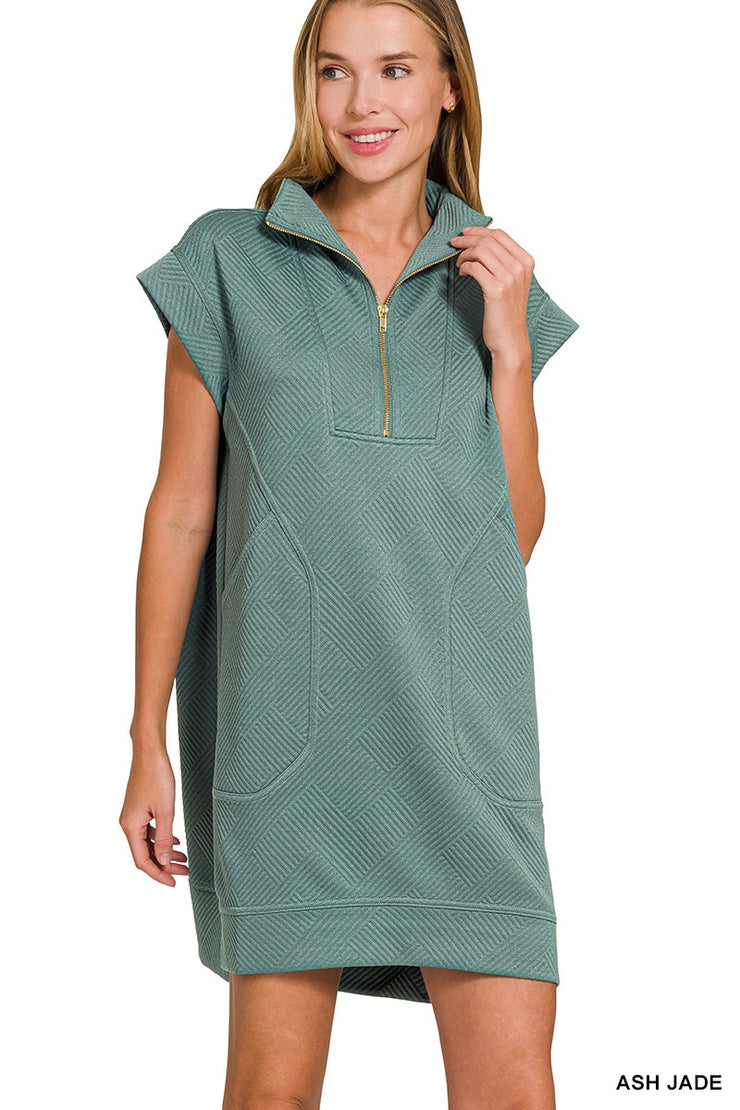 Ash Jade Textured Zip Up Dress