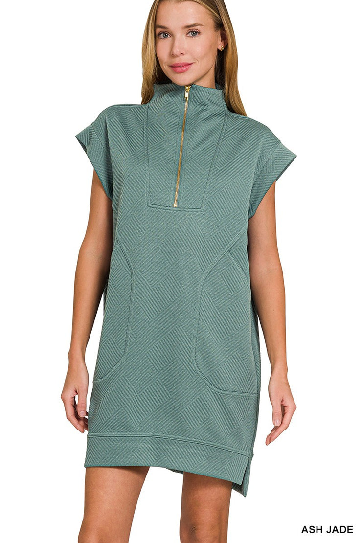 Ash Jade Textured Zip Up Dress