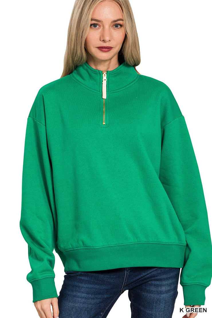Green Quarter Zip Pullover - Small