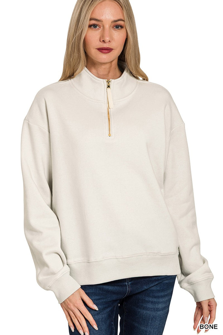 Taupe Quarter Zip Pullover