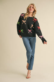 Black Bow Pattern Sweater