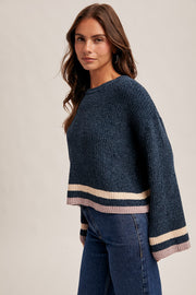 Navy Chenille Crop Sweater