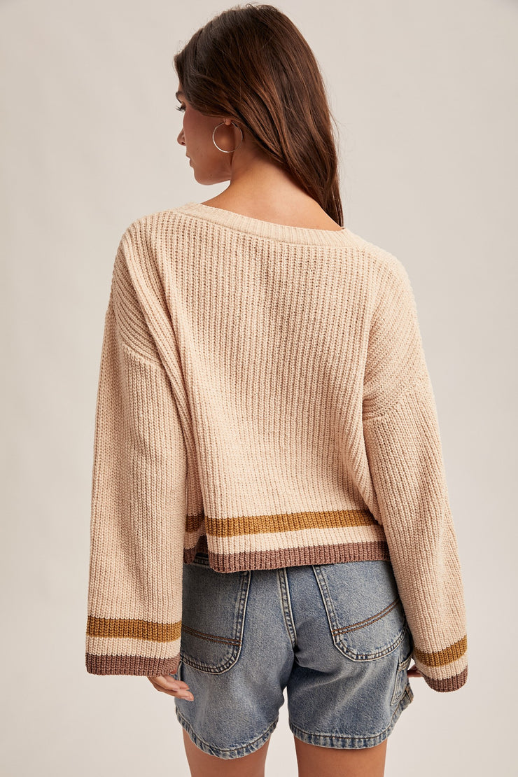 Beige Chenille Crop Sweater