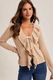 Taupe Ruffle Long Sleeve