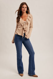 Taupe Ruffle Long Sleeve