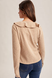 Taupe Ruffle Long Sleeve