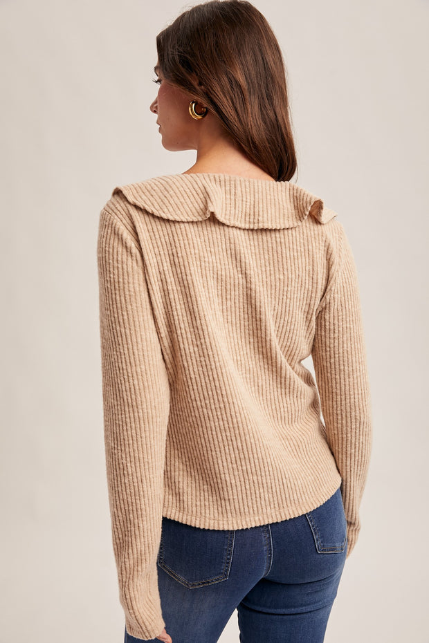 Taupe Ruffle Long Sleeve