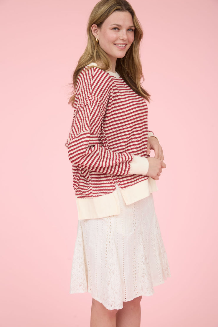 Red Striped Long Sleeve Top