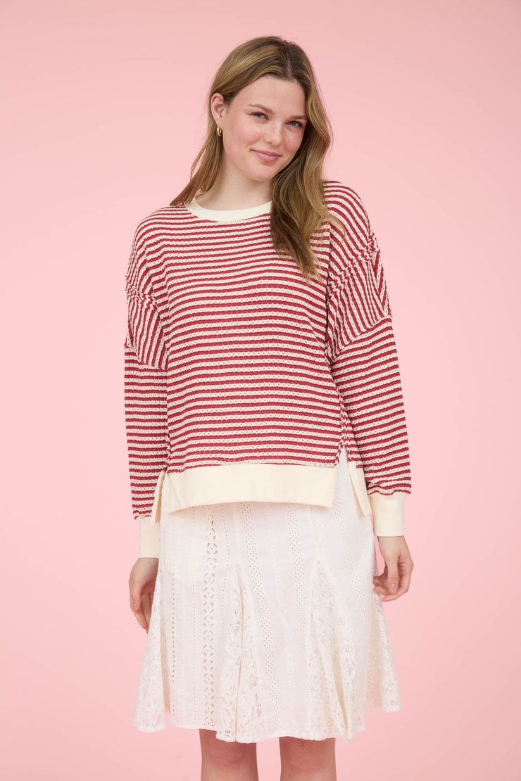 Red Striped Long Sleeve Top
