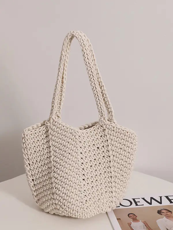 Beige Cotton Woven Bag