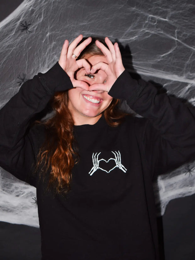 Skeleton Heart Embroidered Sweatshirt