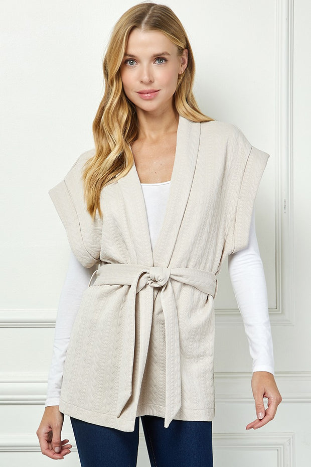 Cream Belted Vest Jacket