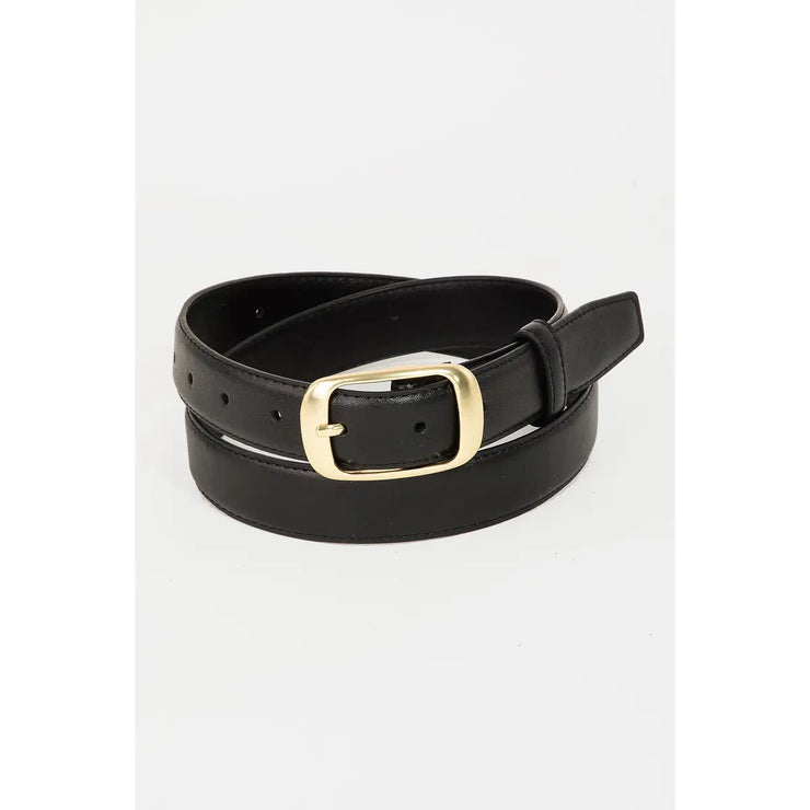 Black Solid Faux Leather Belt