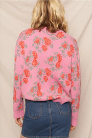 Pink Rose Print Sweater