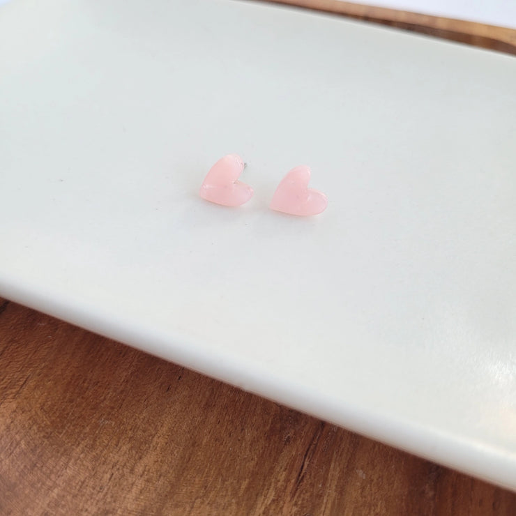 pink heart studs