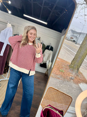 Red Striped Long Sleeve Top