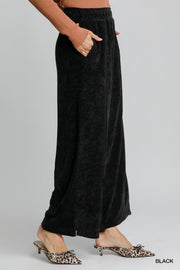 Black Chenille Wide Leg Pants