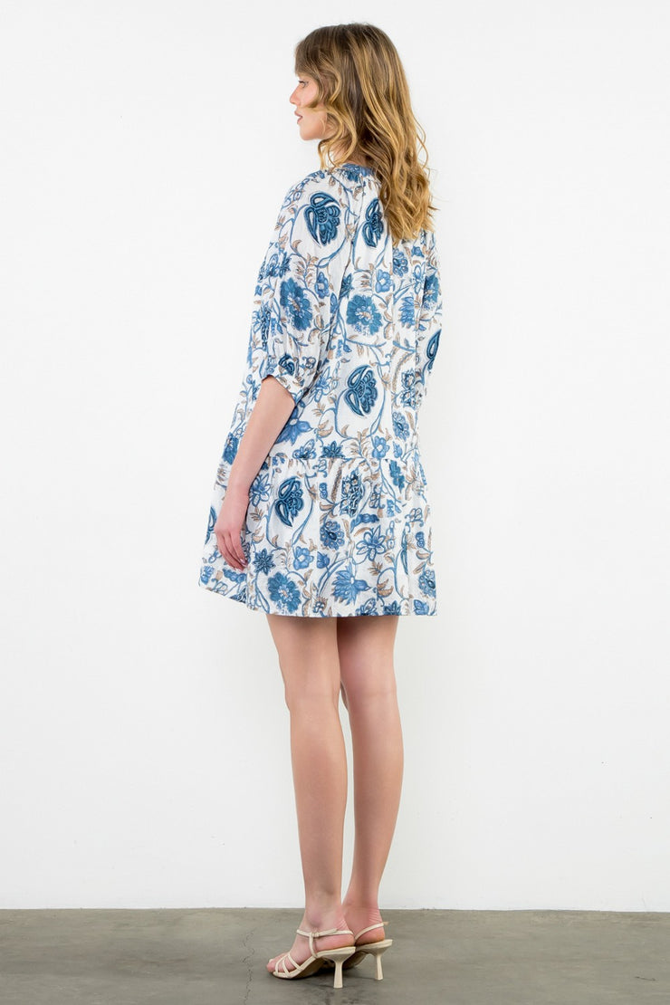 Blue Paisley Mini Dress