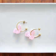 Pink Flower Magnolia Hoops