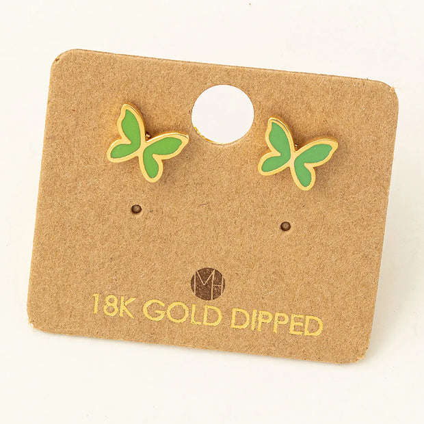 Mini Green Butterfly Studs