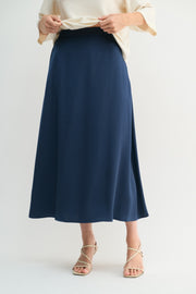 Navy Satin Maxi Skirt