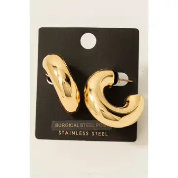 Gold Thick Tube Earrings