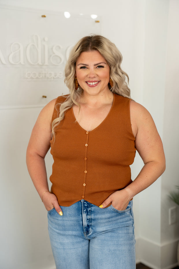 Tan Button Down Tank