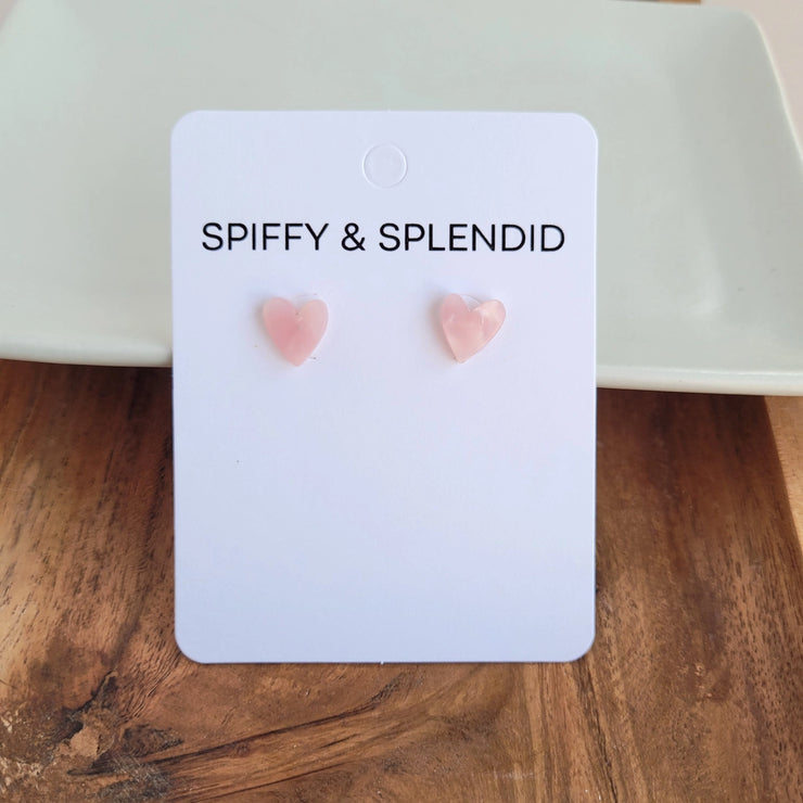 pink heart studs