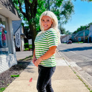 Green loose fit stripe shirt