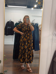 Smocked Flower Print Dress