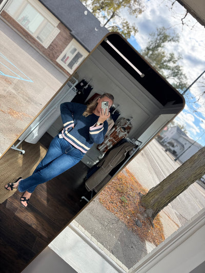 Navy Chenille Crop Sweater