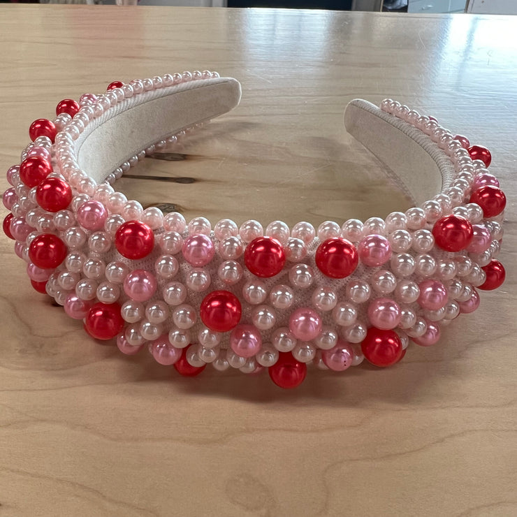Pink and Red Pearl Headband