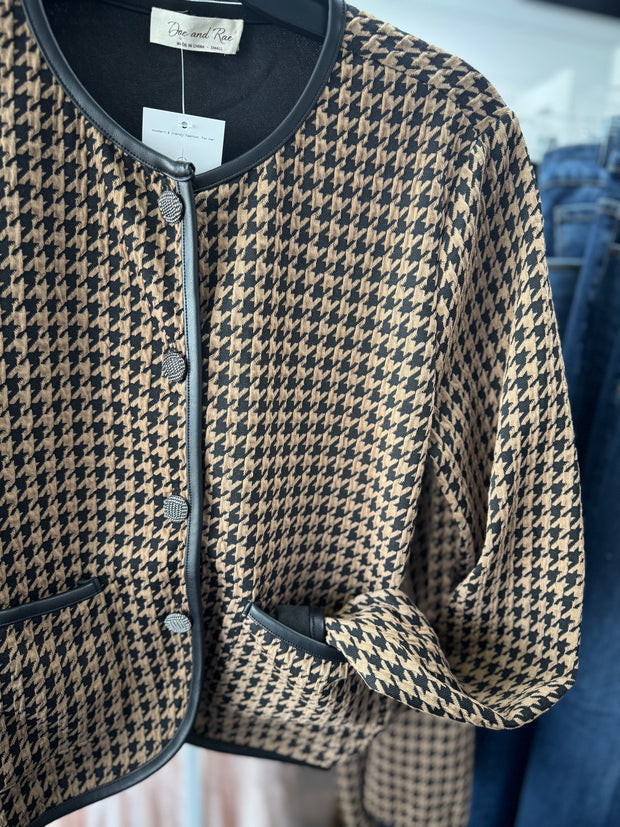 Houndstooth Button Cardigan