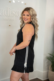 Black Stripe Detail Mini Dress