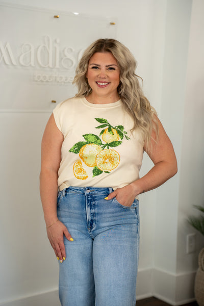 Sleeveless Lemon Sweater - Large