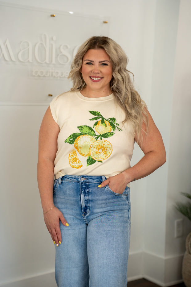 Sleeveless Lemon Sweater - Large