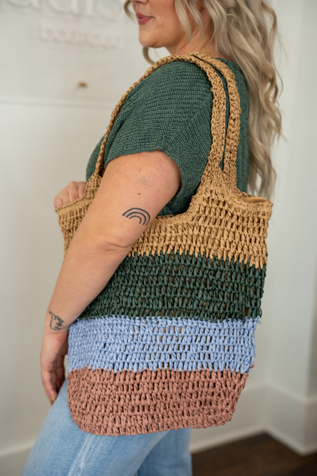 Woven Striped Beach Bag