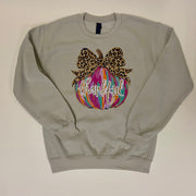 Thankful Leopard Bow Pumpkin Sweatshirt