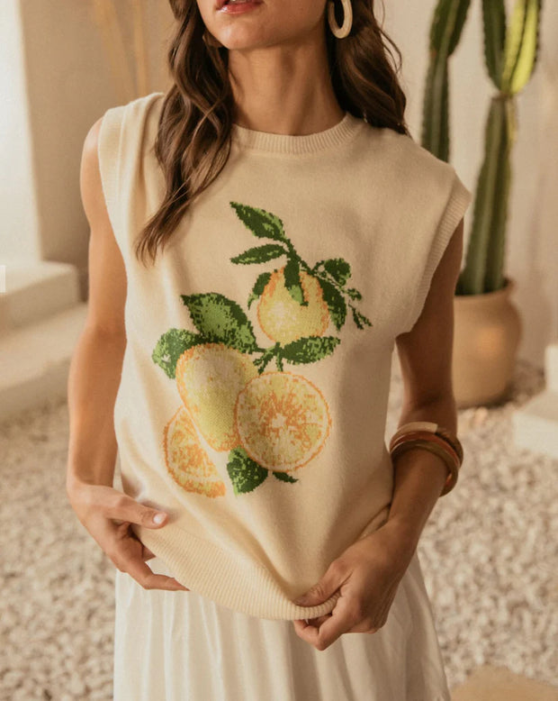 Sleeveless Lemon Sweater - Large