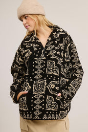 Black Paisley Sherpa Pullover